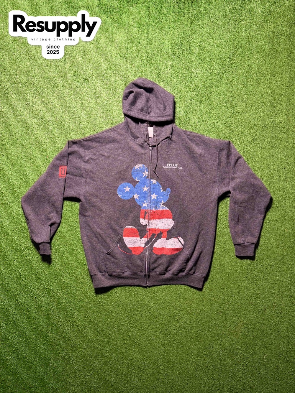 Disney World Mickey Mouse USA Epcot American Flag  Hoodie Men’s Size XL